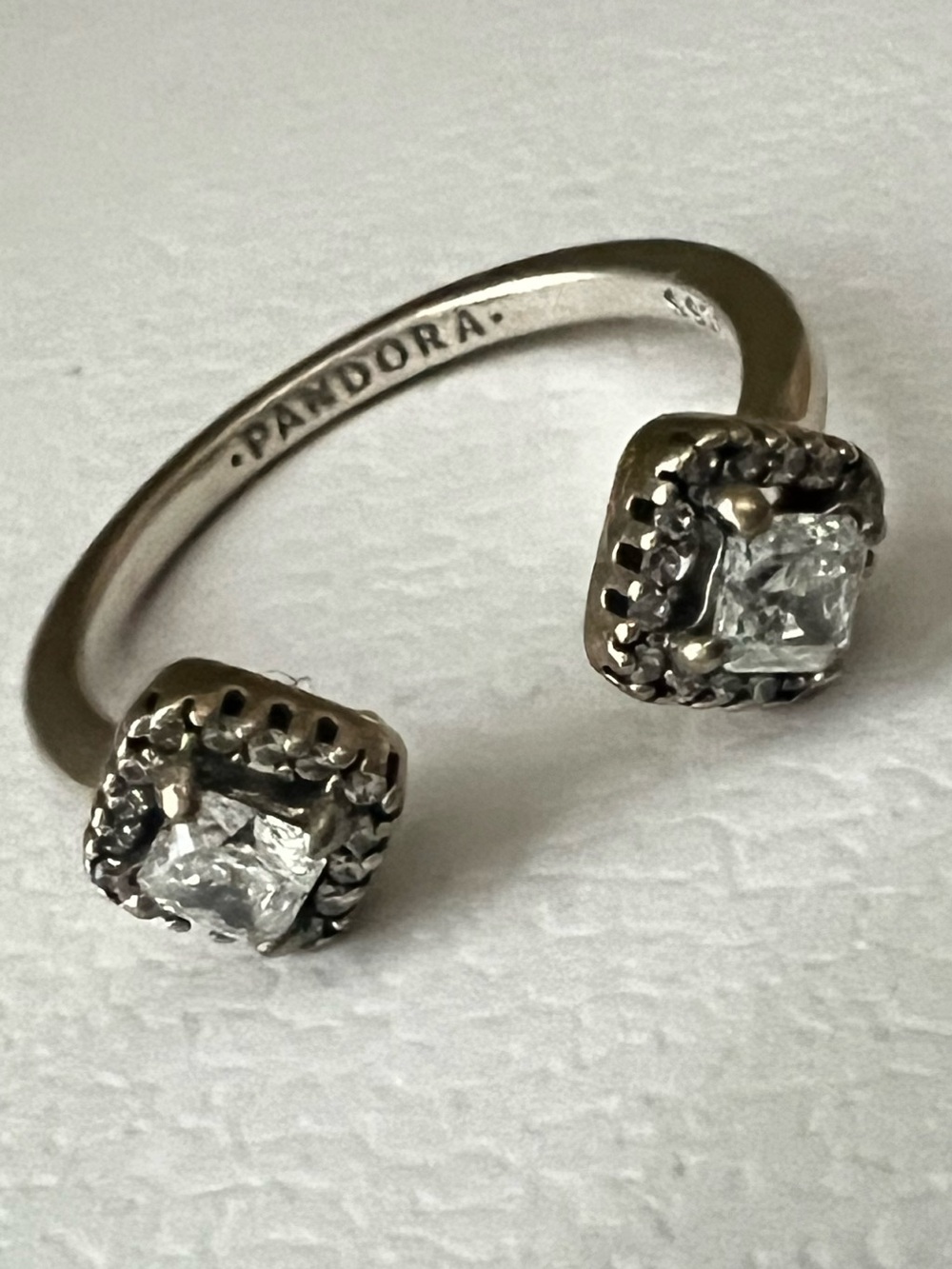 Pandora Silver Open Ring with Clear Cubic Zirconia Ends